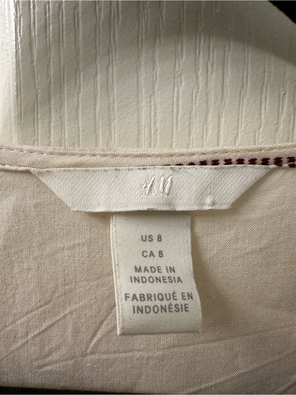 H&M Cream Blouse with Brown Geometric Stripes and Front Tie - Picture 3 of 4